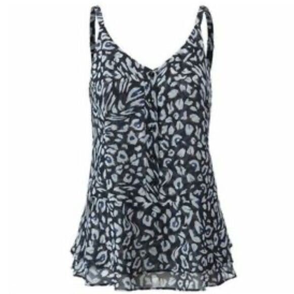 Cabi Blue Animal Print Purr Cami Tank Top Blouse Style 5362 Sz XS - Picture 1 of 3
